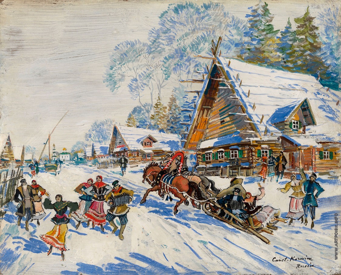 Русская Деревня Зимой Фото