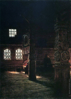 Верещагин В. В. Внутренний вид деревянной церкви Петра и Павла в Пучуге