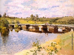 Коровин К. А. Сельский пейзаж с мостом