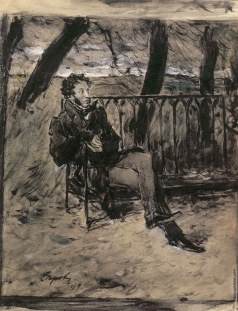 Серов В. А. Пушкин на садовой скамье