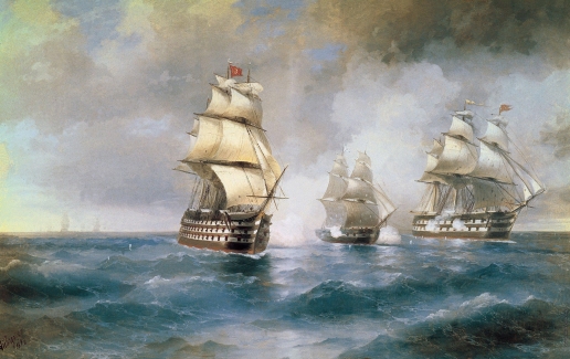 Айвазовский И. К. Бриг «Меркурий», атакованный двумя турецкими кораблями