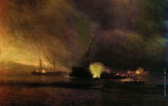 Айвазовский И. К. Взрыв трехмачтового парохода в Сулине 27 сентября 1877 года