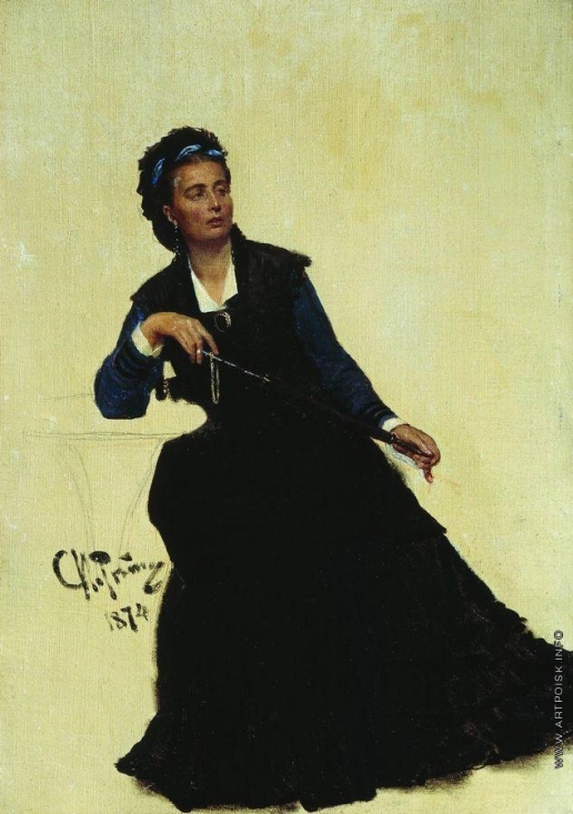 Репин И. Е. Дама, играющая зонтиком. Этюд для картины &quot;Парижское кафе&quot; (1875, частное собрание, Лондон)