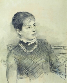 Репин И. Е. Портрет молодой жены, сидящей на диване
