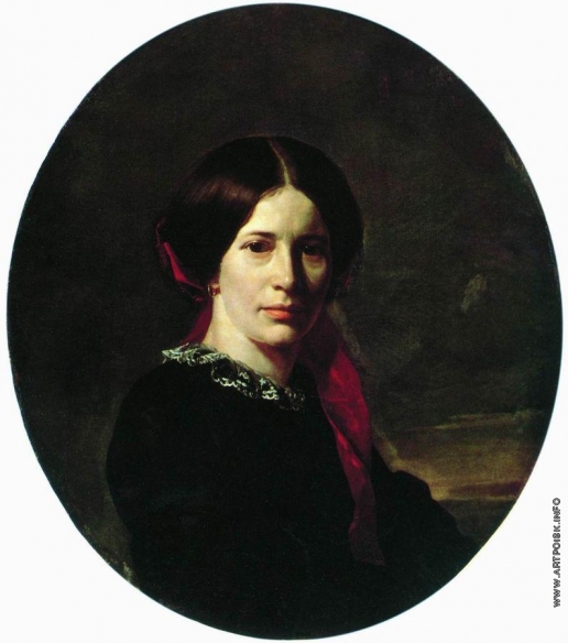 Неврев Н. В. Портрет молодой женщины в черном бархатном платье