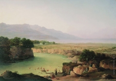 Чернецов Н. Г. Вид реки Иордан при впадении в Мертвое море