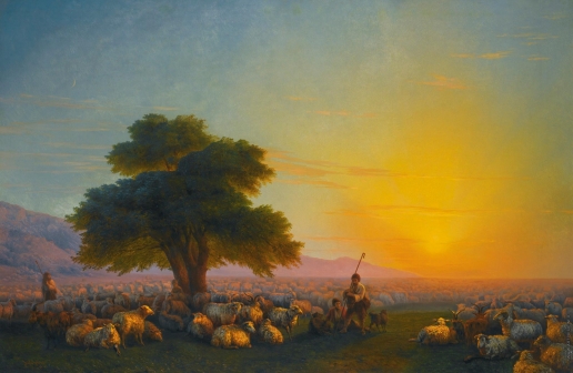 Айвазовский И. К. Пастухи со стадом на  закате