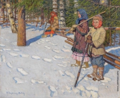 Богданов-Бельский Н. П. Дети в зимнем лесу