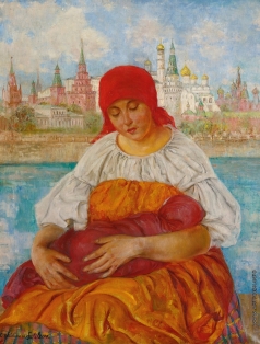 Качура-Фалилеева Е. Н. Мать с ребёнком на фоне Кремля