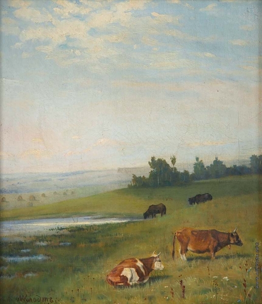 Клодт М. К. Деревенский пейзаж с коровами