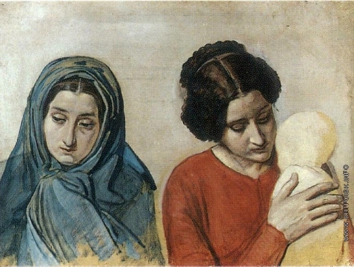 Иванов А. А. Женщина в покрывале и женщина с ребенком (полуфигуры)