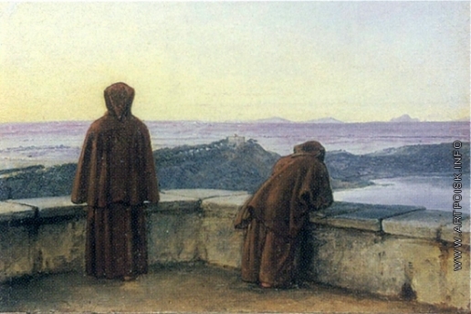 Жуковский В. А. Два монаха на террасе Виллы Маттеи. Вид на Римскую Кампанью