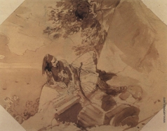Брюллов К. П. Грек, лежащий на скале. Из греческого альбома