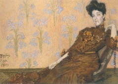 Врубель М. А. Портрет Н.И.Забелы-Врубель в кресле на фоне обоев