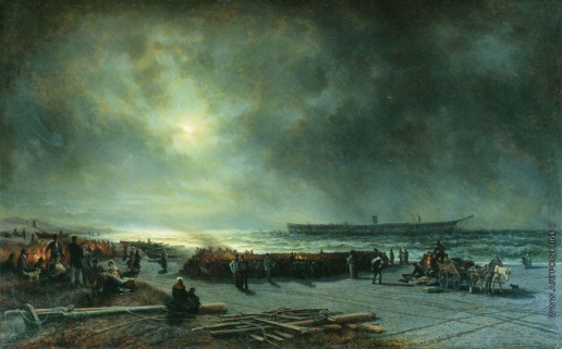 Боголюбов А. П. Гибель фрегата «Александр Невский» (Вид ночью). 1868 год