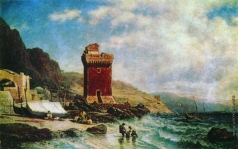 Боголюбов А. П. Гористый морской берег с крепостными башнями