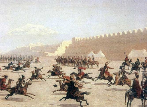 Гагарин Г. Г. Джигитовка курдов и татар перед крепостью Сардар-Аббат в Армении