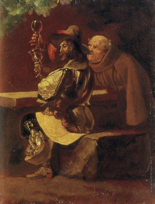 Брюллов К. П. Рыцарь с монахом (За кубком)