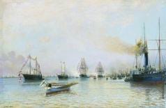 Боголюбов А. П. Парад кораблей Балтийского флота по случаю прихода германской эскадры в 1888 году