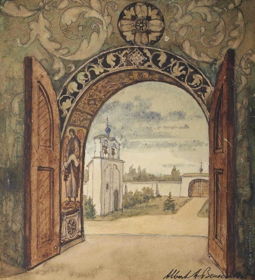 Бенуа А. Н. Вид из дверей церкви Сент-Женевьев-де-Буа 