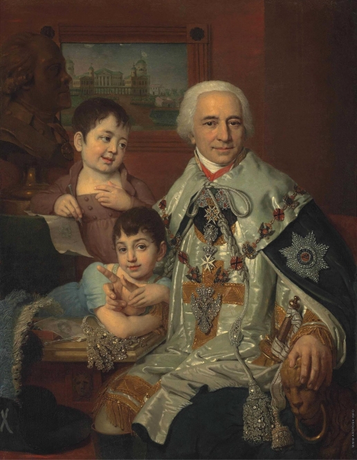 Боровиковский В. Л. Портрет графа Григория Григорьевича Кушелева с детьми