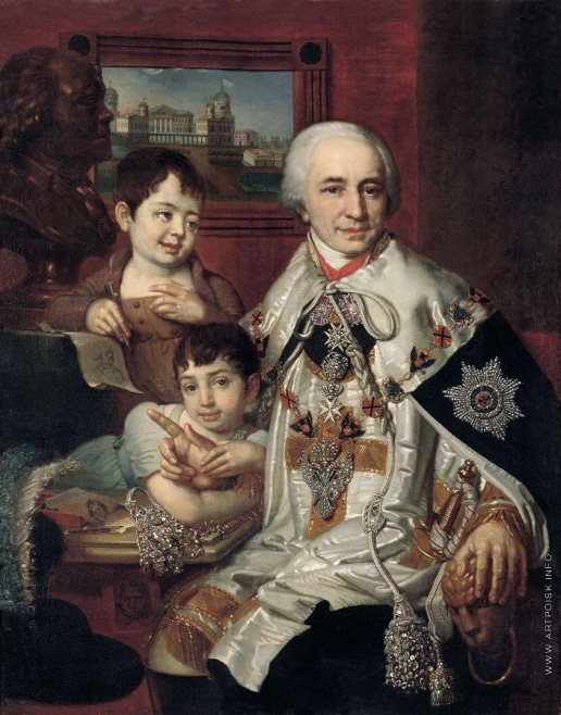 Боровиковский В. Л. Портрет графа Григория Григорьевича Кушелева с детьми