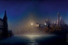 Бочаров С. П. Лунная ночь в Москве во время половодья