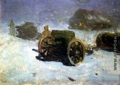 Греков М. Б. Пушки на снегу в лунную ночь