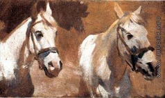 Греков М. Б. Головы белых лошадей. Этюд