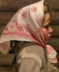 Кустодиев Б. М. Портрет девочки в шарфе