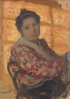 Пастернак Л. О. Розалия Исидоровна на фоне освещенного окна
