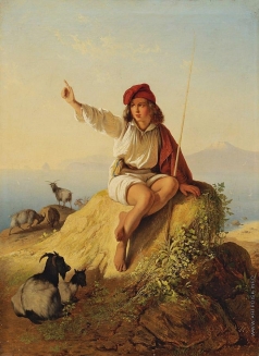 Нефф Т. А. Неаполитанский пастушок на берегу моря, освещенный восходящим солнцем