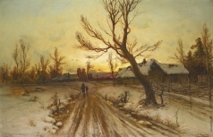 Клевер Ю. Ю. Зимний пейзаж на закате