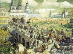 Васнецов А. М. Уличное движение на Воскресенском мосту в XVIII веке