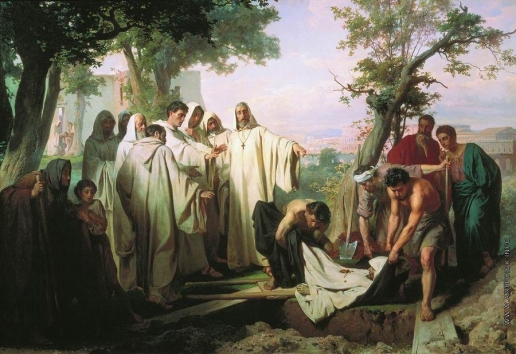 Верещагин В. П. Святой Григорий проклинает умершего монаха за нарушение обета бессеребрия