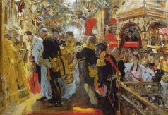 Серов В. А. Коронация. Миропомазание Николая II в Успенском соборе