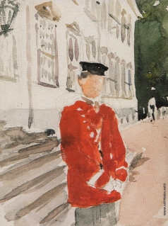 Серов В. А. Фигура офицера датской Королевской лейб-гвардии около дворца Фреденборг в Дании