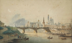 Вейс И. А. Вид на Кремль и Москворецкий мост с набережной Москвы-реки