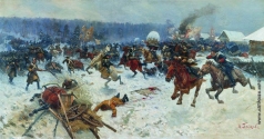Греков М. Б. Атака шведов ярославскими драгунами у деревни Эрестфер 29 декабря 1701 года