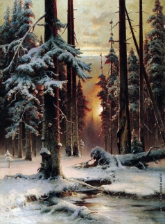 Клевер Ю. Ю. Зимний закат в еловом лесу
