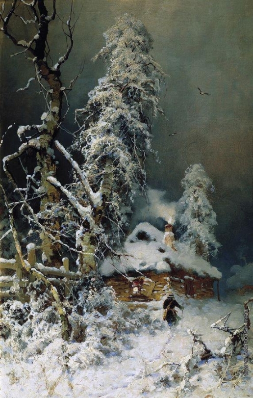 Клевер Ю. Ю. Зимний пейзаж с избушкой