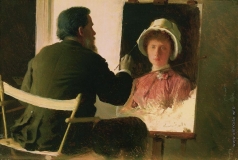 Крамской И. Н. Крамской, пишущий портрет своей дочери, Софьи Ивановны Крамской, в замужестве Юнкер