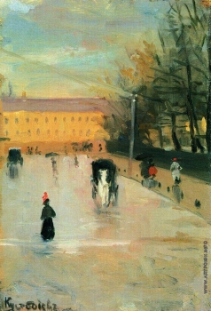 Кустодиев Б. М. Вид из окна Академии художеств