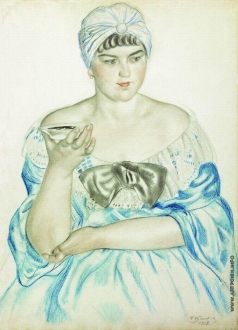 Кустодиев Б. М. Женщина, пьющая чай