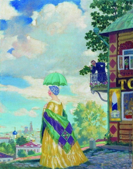 Кустодиев Б. М. Купчиха на прогулке (Провинция)