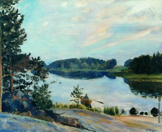Кустодиев Б. М. Лесное озеро в Конкола