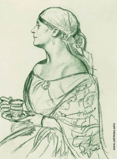 Кустодиев Б. М. Портрет Л.И.Шеталовой (Женщина с чашкой)