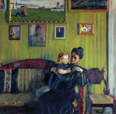 Кустодиев Б. М. Портрет Ю.Е.Кустодиевой с дочерью Ириной