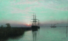 Лагорио Л. Ф. Корабли в заливе. Закат