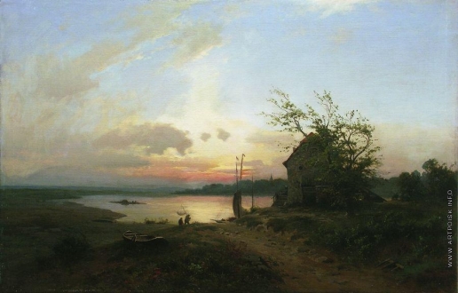 Лагорио Л. Ф. Рыбаки на реке. Вечерний закат